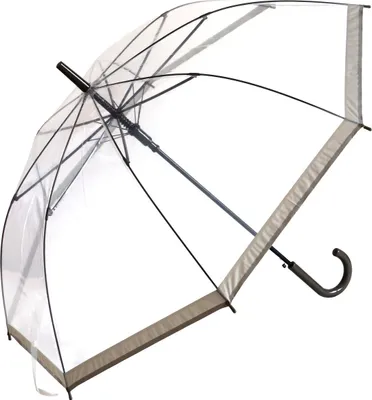 Produktbild von Regenschirm Transparent Durchsichtig Automatiköffnung Farbrand Grau