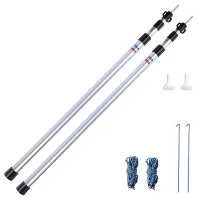 Produktbild von Teleskopstange Zeltstange Tarpstange - Teleskopisch - 90 bis 230 cm - Aluminium - 2 Stück