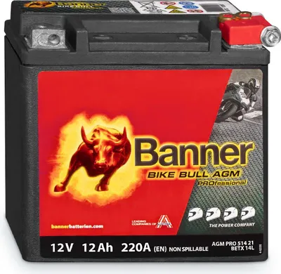 Produktbild von Banner AGM PRO Motorradbatterie 51421 ETX14L 12V 12Ah