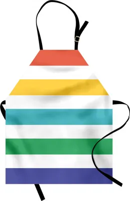Produktbild von ABAKUHAUS Gestreift Kochschürze, Regenbogen farbige und weiße Spaß-horizontale Linien Kinderraum-Rot-Gelb-Blau-Grün-Kunst, Farbfest Höhenverstellbar Waschbar Klarer Digitaldruck, Mehrfarbig