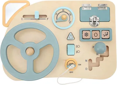 Produktbild von Holz Activity Board Kinder Montessori Lernspielzeug, pädagogisches Motorik Spielzeug mit Lenkrad, ideales Geschenk für Jungen & Mädchen