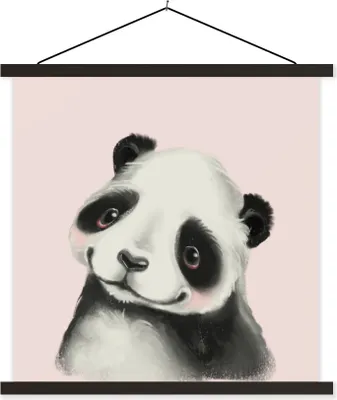 Produktbild von MuchoWow® Textilposter Panda - Kinder - Rosa 40x40 cm mit schwarzem Rahmen - Fotos
