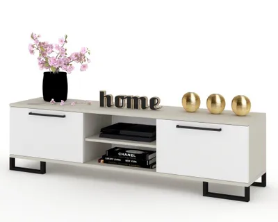 Produktbild von Fernsehschrank TV-Lowboard KING STEHEND MIT GRIFFEN Cashmere/Weiß Matt 160cm