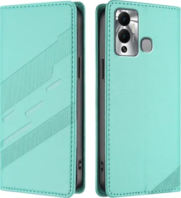 Produktbild von Hülle für Infinix Hot 12 Play, Kunstleder Brieftaschen Handyhülle mit Kartenfach und Standfunktion Türkis