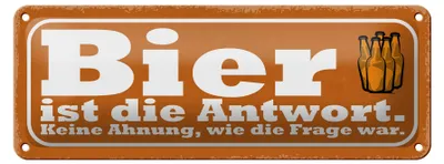Produktbild von Blechschild Spruch 27x10cm Bier ist die Antwort Frage war Dekoration