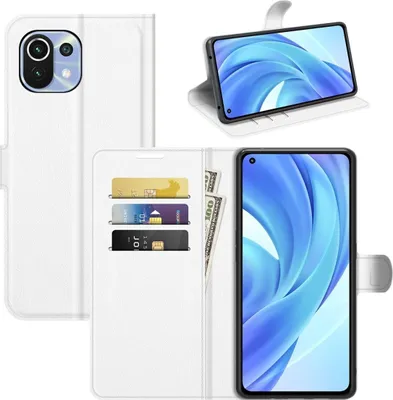 Produktbild von König Design Hülle kompatibel mit Xiaomi Mi 11 Lite Kunstleder Handyhülle - Handy Case Weiß