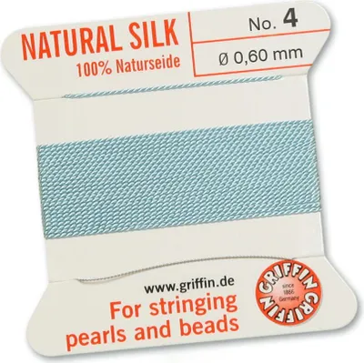Produktbild von Perlseide Natur türkis Nr-4-0,60mm - 2m / 1 Nadel
