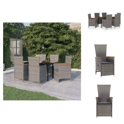 Immagine prodotto di vidaXL set da pranzo da giardino 7 pezzi con cuscini grigio - Set di mobili da giardino