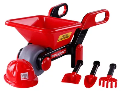 Immagine prodotto di Set da giardino con carriola giocattolo Cavallino con elmetto e attrezzi, rosso