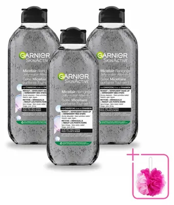 Zdjęcie produktu dla 3 x Garnier SkinActive Żel micelarny z węglem aktywnym - 400 ml - Opakowanie ekonomiczne - 3 sztuki