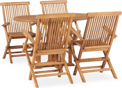 Produktbild von The Living Store 5-tlg. Garten-Essgruppe Klappbar Massivholz Teak
