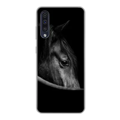 Produktbild von MuchoWow® Handyhülle Schutzhülle Hülle für Samsung Galaxy A30s Pferde - Porträt - Schwarz - Tiere Silikon Softcase Handy Hülle - Karteninhaber