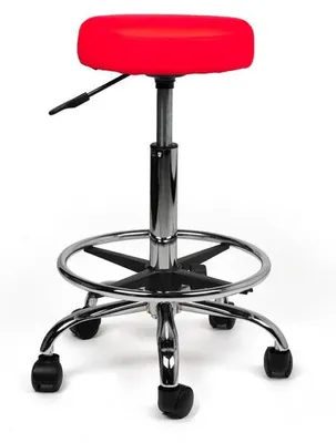 Produktbild von Ergonomischer Rollhocker Rot - Standard / mit Fußstütze / Standardmäßige Räder