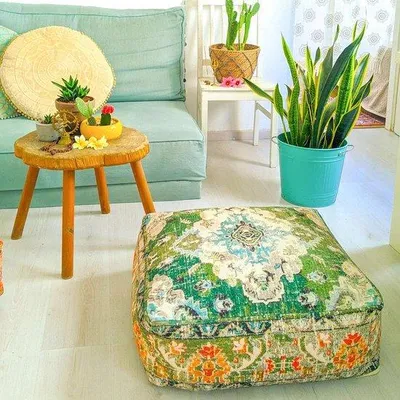 Productafbeelding van Kussenhoes voor vloerkussen - 60x20 cm - vierkant meditatiekussenhoes - bedrukte katoen