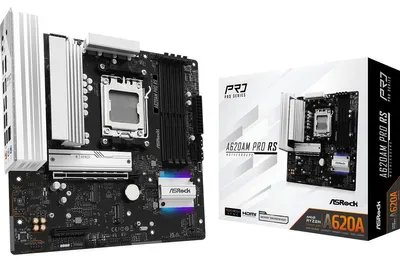 Zdjęcie produktu dla Asrock A620AM Pro RS, AMD, Gniazdo AM5, AMD Ryzen 7000 Series, AMD Ryzen 8000 Series, AMD Ryzen 9000 Series, AMD Ryzen PRO 7000 Series,..., DDR5-SDRAM, 256 GB, DIMM