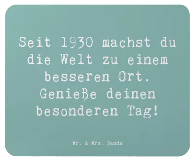 Produktbild von Mr. & Mrs. Panda Mouse Pad Spruch 1930 Geburtstag - Meeresbrise - Geschenk, Erinnerungen, Glückwunsch, Happy Birthday, feiern, Jahrgang, laptop mauspad, mausteppich