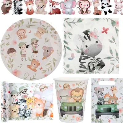 Produktbild von Baby Tiere Dschungel Partyset Kindergeburtstag Party Deko Dekoration