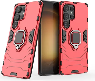 Produktbild von Handyhülle für Samsung Galaxy S25 Ultra Ring Case Hülle Outdoor Back Cover Bumper in Rot