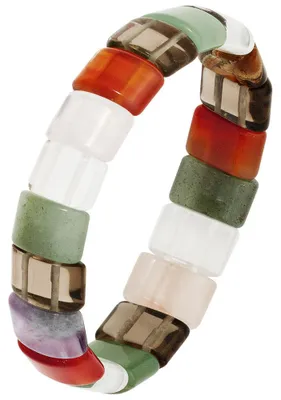 Produktbild von Armband Tigerauge Rauchquarz Carneol Bergkristal Aventurin Rosenquarz Damen