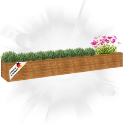 Produktbild von DELUKE® Hochbeet aus Cortenstahl AKSEL | unten offen | Pflanzenbeet Metall Gartenbeet Blumenbeet Beet hoch Frühbeet für Garten Gemüsebeet, 291x50x36cm