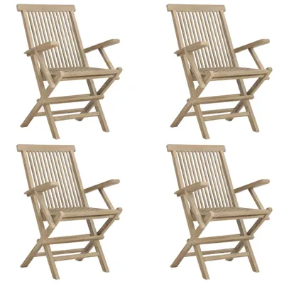 Immagine prodotto di vidaXL Sedie da giardino 4 pz. Pieghevole grigio 56x61x89 cm in legno massiccio di teak