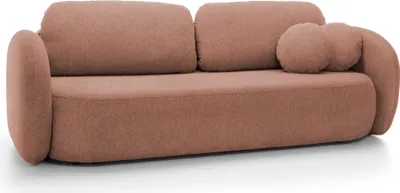 Produktbild von DomoHome Sofa OLIO Schlafsofa mit Bettkasten, Dekokissen, Klappfunktion, Skandinavisches Design, Liegefläche 142x200 cm, Schwarze Beine, Größe: 238x86x101cm, Farbe: PULVERPINKEL