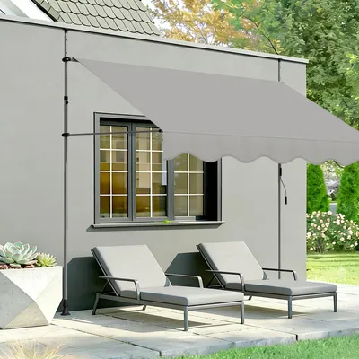 Produktbild von 250x120cm Klemmmarkise Einziehbar Balkonmarkise mit Handkurbel Balkon Markise Sonnenschutz ohne Bohren Höhenverstellbar,Grau