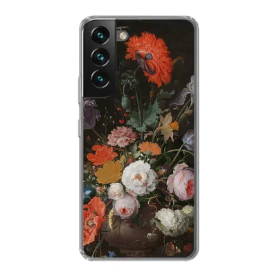 Produktbild von MuchoWow® Handyhülle Schutzhülle Hülle für Samsung Galaxy S22 Plus Stilleben mit Blumen und einer Uhr - Gemälde von Abraham Mignon Silikon Softcase Handy Hülle - Schutzabdeckung