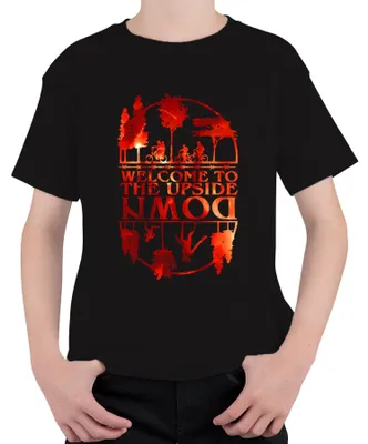 Immagine prodotto di Welcome To The Upside Down Sci Fi 80s Retro Horror Stranger Maglietta unisex per bambini, nero, 140