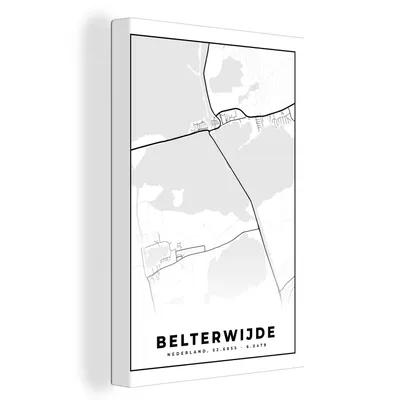 Obrázek produktu pro OneMillionCanvasses® Malba na plátně Nástěnná malba na plátně - Mapa - Mapa města - Belterwijde - 60x90cm