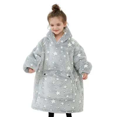 Produktbild von Kinder Hoodie Decke Leuchtende Sterne mit Ärmeln 64 cm 2–6 Jahre
