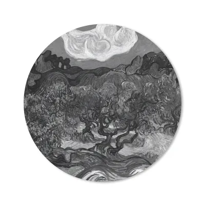 Produktbild von MuchoWow® Mauspad Mousepad Olivenbäume - Vincent van Gogh - Schwarz - Weiß 30x30 cm - Mousepads - Maus Mat - Pad - Mausunterlage - Tischunterlage - Schreibtischmatten