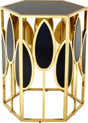 Produktbild von Casa Padrino Luxus Art Deco Designer Beistelltisch Gold mit schwarzem Glas - Luxus Beistelltisch
