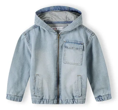 Produktbild von Minoti Jeansjacke Jungen mit Kapuze, gefüttert – Kinder-Übergangsjacke Hellblau Gr. 86