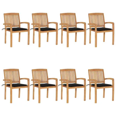 Produktbild von Stapelbare Gartenstühle mit Kissen 8 Stk. Massivholz Teak