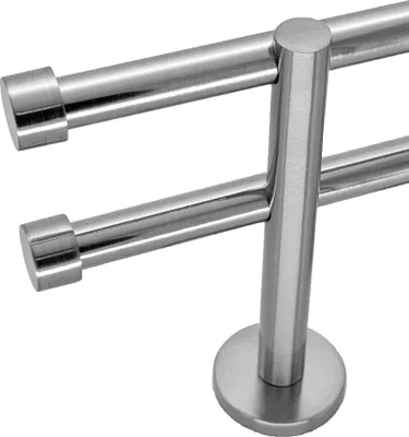A close-up studio shot of a double curtain rod bracket.