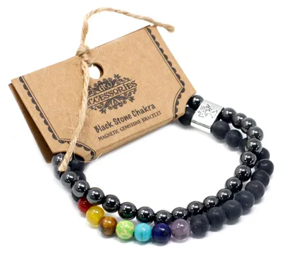 Imagen del producto de Pulsera de Piedras Preciosas Magnéticas - Chakra Piedra Negra