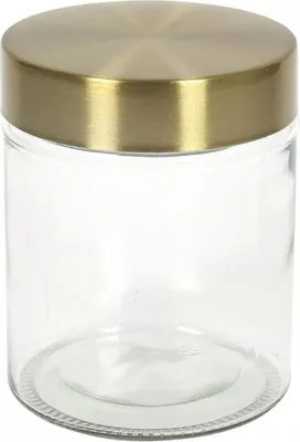 Produktbild von Vorratsdose Glas, Deckel gold, Inhalt: 0,6 Liter, Höhe: 120 mm, ø: 100 mm