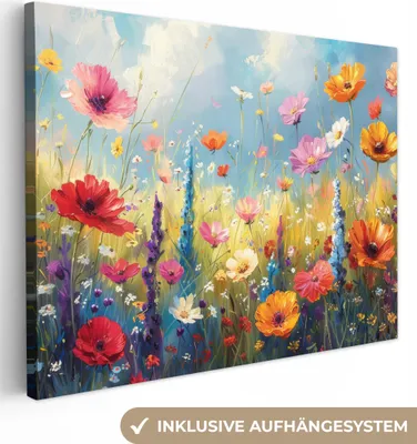 Produktbild von MuchoWow® - Leinwandbilder - Blumen - Natur - Botanik - Kunst, Wandbild, Wanddeko Bilder Wohnzimmer, 120x90cm