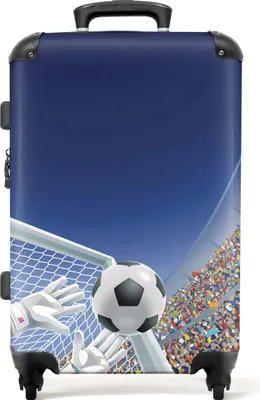 Obrázek produktu pro NoBoringSuitcases.com® Velký kufr - Fotbal - Brankář - Stadion - Branka - Děti - Kombinovaný zámek TSA - Pevná skořepina na kolečkách 4 kolečka - 72 litrů - Cestovní kufr - 66 cmKufr Medium 67x43x25 cm, 72L,
