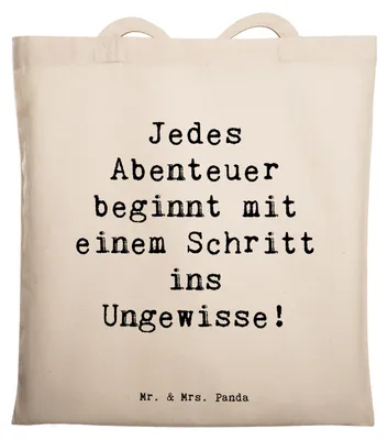 Produktbild von Mr. & Mrs. Panda Tote Bag Spruch Ungewissheit akzeptieren - Transparent - Geschenk, Mutmacher, Ungewisse, Abenteuer, Zuversicht, Inspiration, Tasche, Vertrauen, Vertrauem