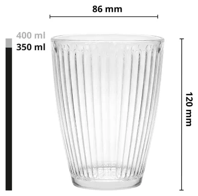 Produktbild von Trinkgläser 6er Set KROSNO 350 ml Rillenstruktur für Wasser, Saft, Cocktails