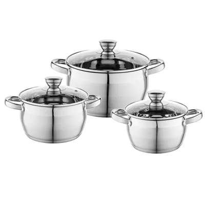 Produktbild von FLORINA OLIVER 3-teiliges Edelstahl-Kochtopfset / Topfset / Töpfeset mit Deckeln
