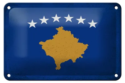 Produktbild von Blechschild Flagge Kosovo 18x12cm Flag of Kosovo Vintage Dekoration