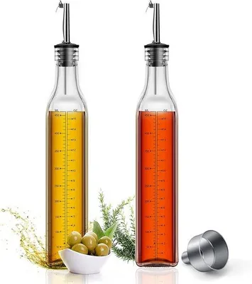 Immagine prodotto di Famanu, set di 2 bottiglie per olio e aceto da 500 ml, con tappo automatico e dispenser