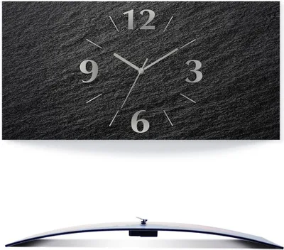 Produktbild von ARTland Wanduhr, gebogen Quarzuhr - silberne Zeiger Schieferoptik Größe: 50x25 cm