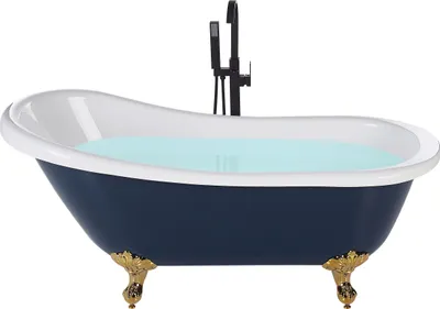 Obrázek produktu pro BELIANI Volně stojící vana modrá a zlatá sanitární akrylát 150 x 77 cm tradiční retro design