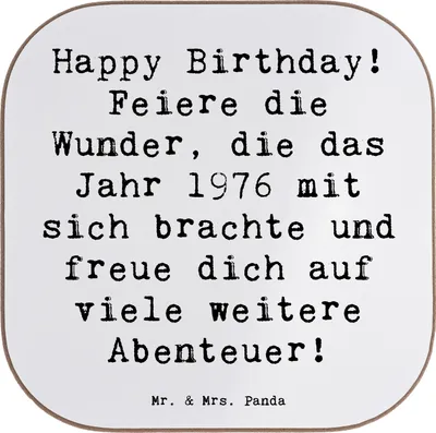 Produktbild von Mr. & Mrs. Panda Untersetzer Tasse Spruch 1976 Geburtstag - Weiß - Geschenk, Geburtstagsgeschenk, Happy Birthday, Alter, Tassenuntersetzer, besonderer Tag, Jahrgang, Glas