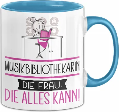 Produktbild von Musikbibliothekarin Geschenk Tasse Becher Die Frau Die Allen Kann Geschenkidee für eine Musikbibliothekarin Lustig (Blau)