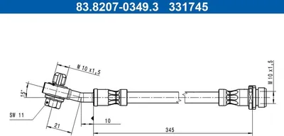 Produktbild von ATE 83.8207-0349.3 Bremsschlauch Hinten für FORD Kuga Mk3